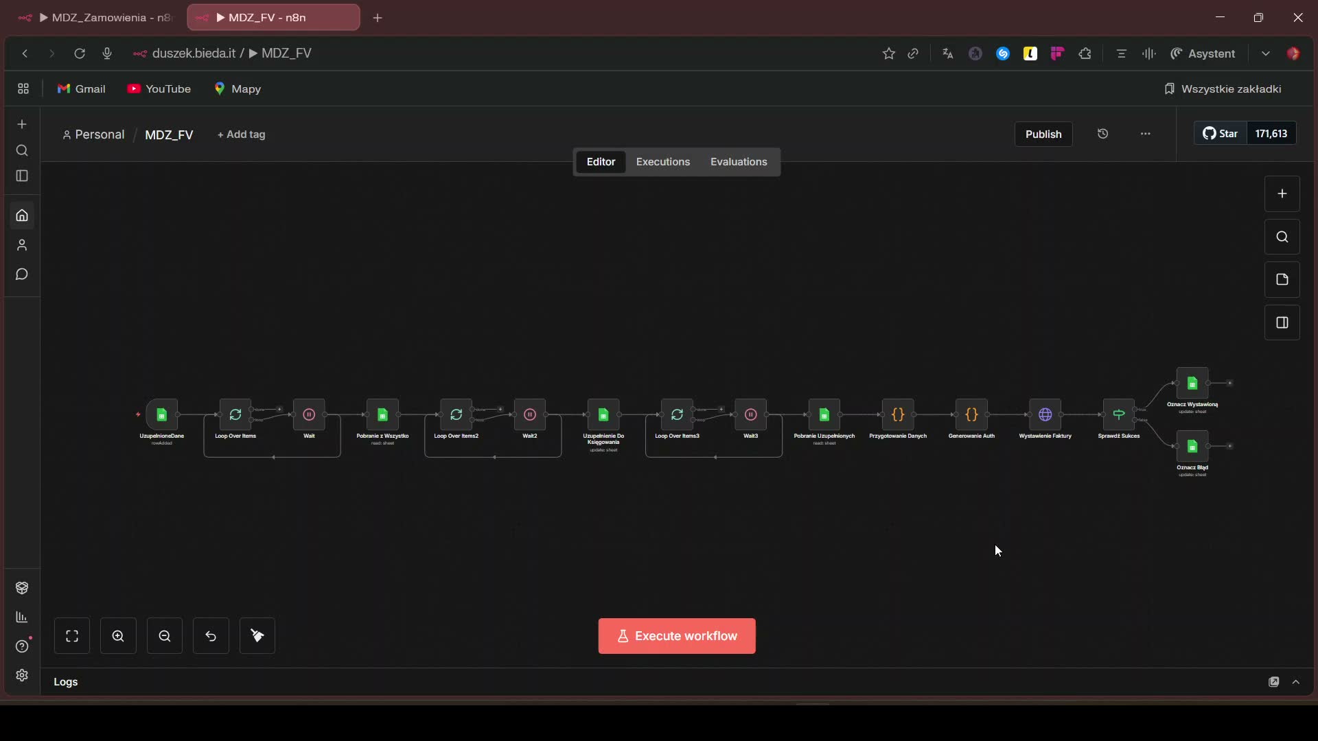 Workflow automatyzacji - Klinika - Voice AI Receptionist